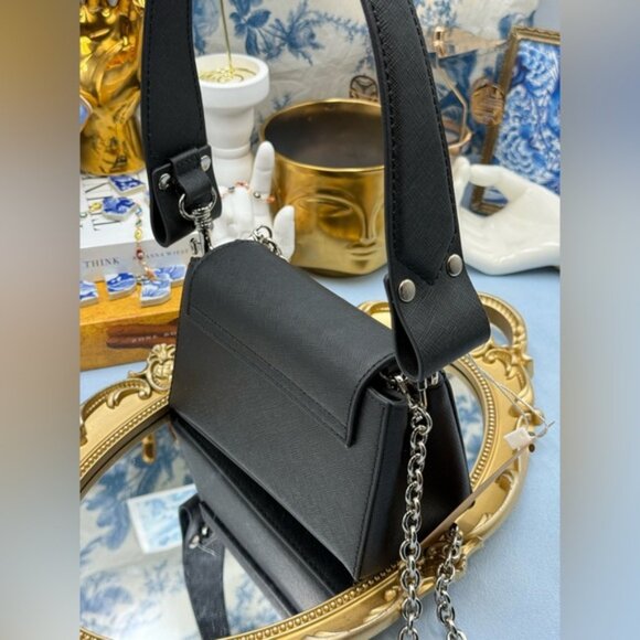 🆕 VIVIENNE WESTWOOD 🧿 NWT Small Black Hazel Bag - Saffiano Leather - Black - Picture 7 of 15